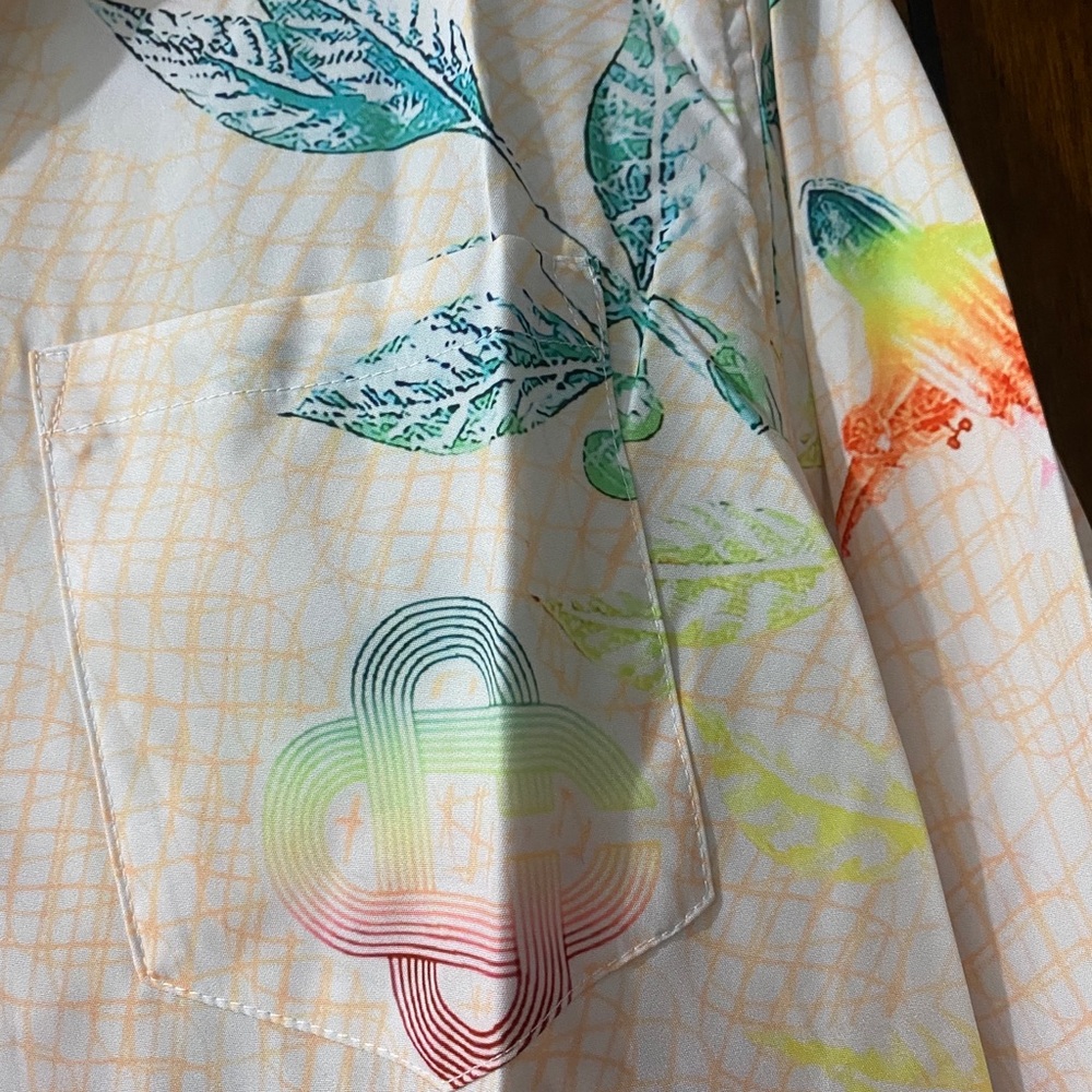 Casablanca Men’s Multicolor Printed Long-Sleeve Button-Down Shirt - Cream Base - Picture 3 of 9
